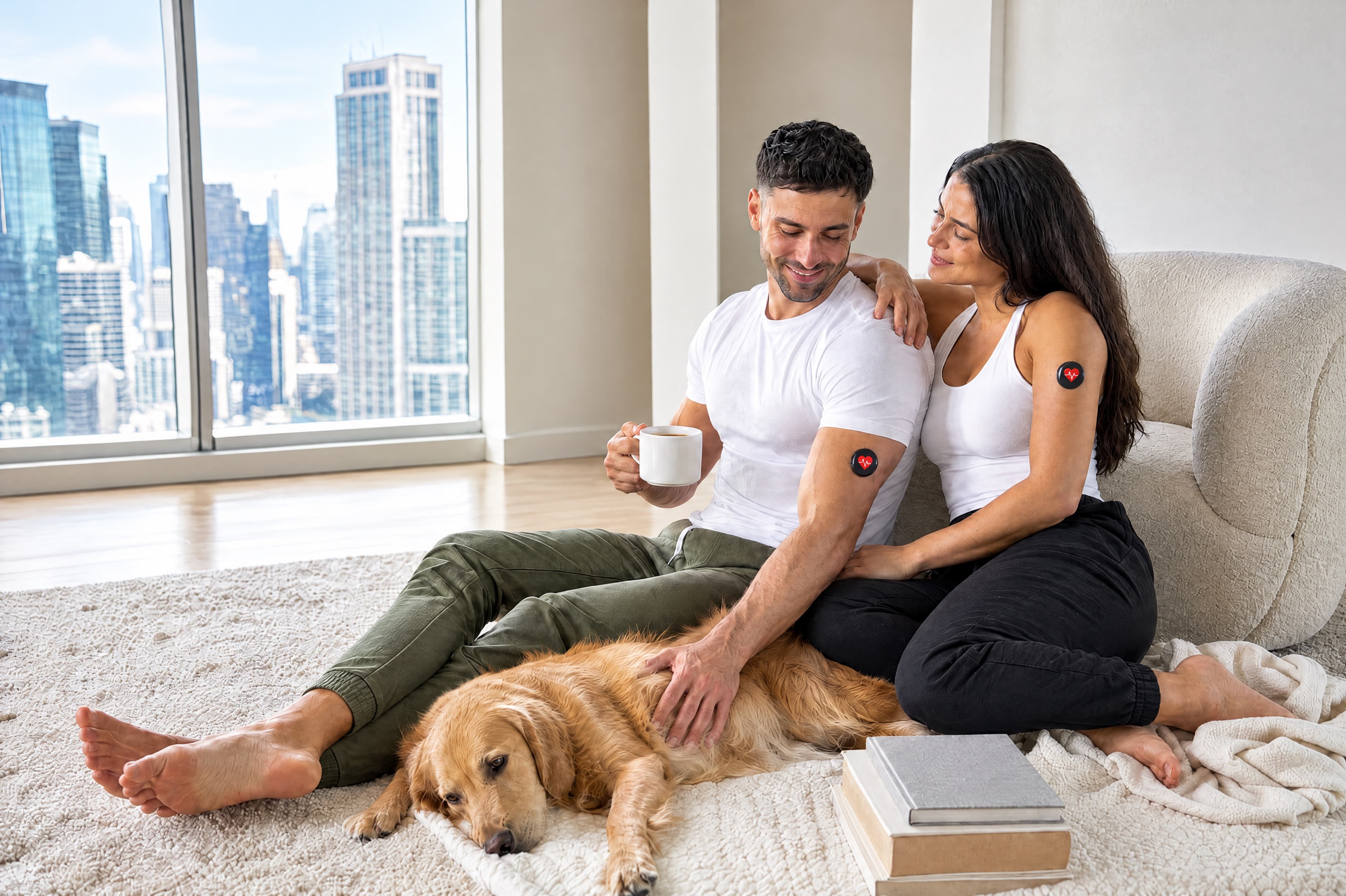 A couple relaxing at home with HealthOS